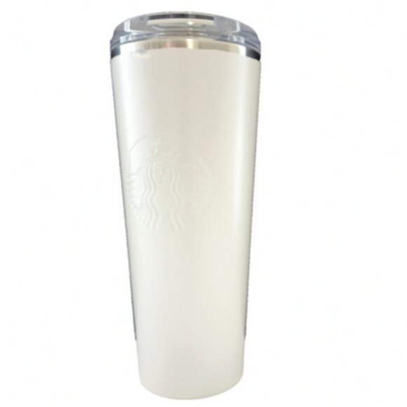 Starbucks Pearl Ice Opal Tumbler Glitter White Stainless Steel Cold Travel 16oz - Picture 1 of 14